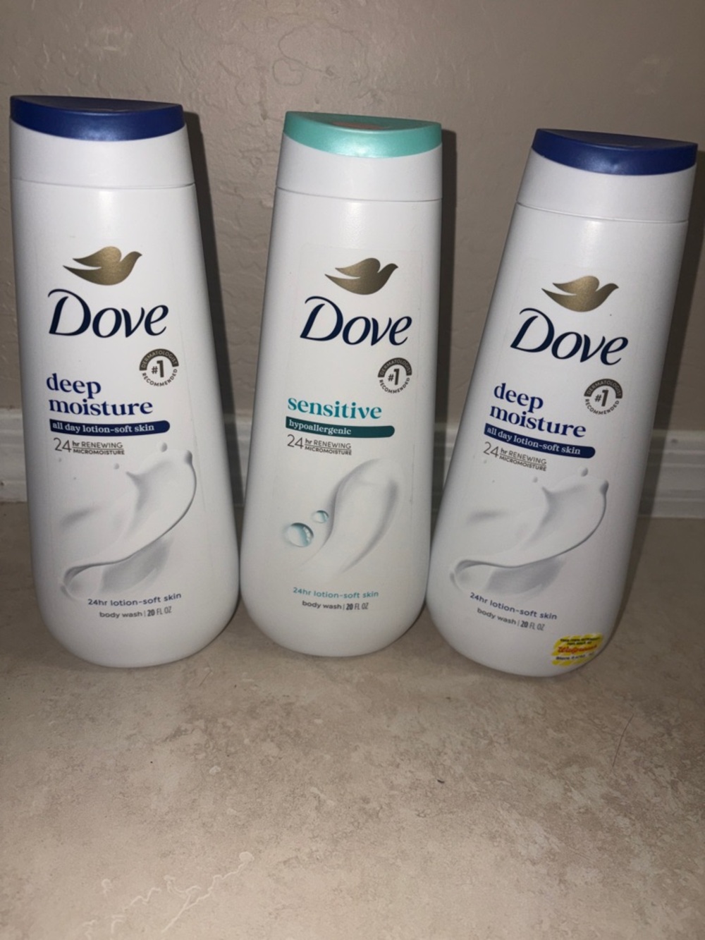 Dove Deep Moisture & Sensitive Body Washes - White (Assorted Caps)